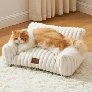 Fuzzy Pet Couch with Removable Washable Cover